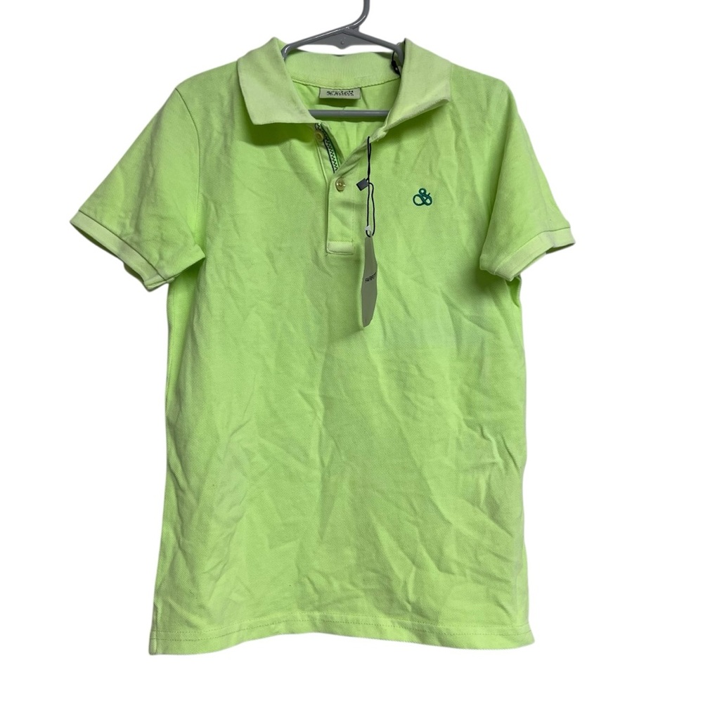 NWT Kids Scotch & Soda Neon Green Pique Polo Shirt Size 8‎
